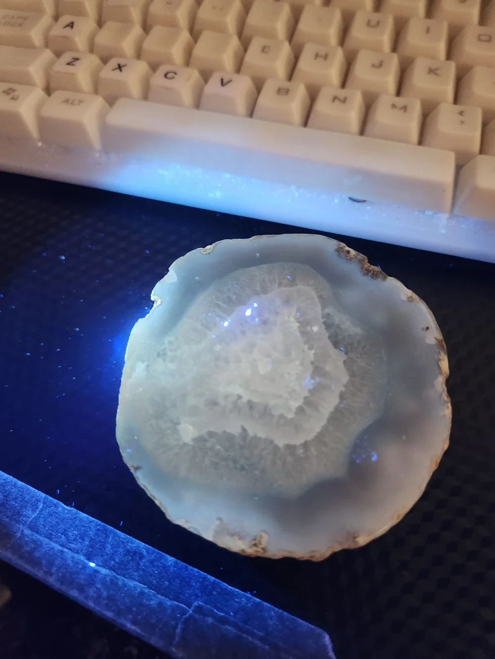 Natural Gray Chalcedony Decorative Half - Known as a Thunder Egg